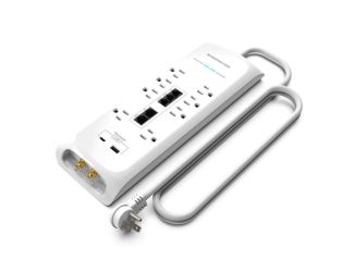 Monster Power Strip/Surge Protector 12 Outlets 2 USB Ports 6ft Long - White