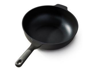 Leo Stone+ Ceramic Non-Stick Recycled Cast Aluminum 11.75" Covered 5.3Qt. Wok