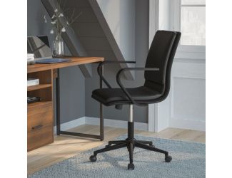 Designer Executive Swivel Office Chair with Black Arms and Base, Black