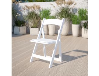 White Wood Folding Chair with Detachable Vinyl Padded Seat