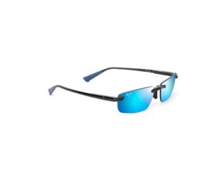Ilikou Polarized Sunglasses Shiny Black Frame Blue Hawaii Lens