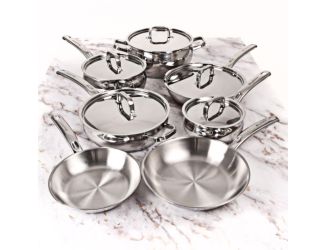 12 - Piece Belly Shape 1810 Stainless Steel Cookware Set with Metal Lids