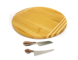 Bamboo 3pc Round Board Set/Aaron Probyn Cheese Knives