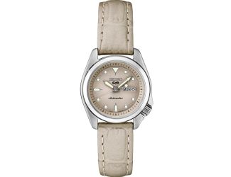 Seiko 5 Sport, Stainless Steel Grey Dial, Gray leather Strap