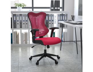 High Back Designer Burgundy Mesh Executive Ergonomic Chair with Adjustable Arms