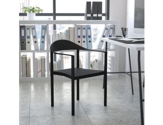 1000 lb. Capacity Black Plastic Cafe Stack Chair with Curving Back, Seat & Arms