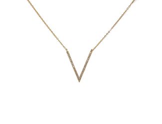 Rose Gold and CZ Chevron Pendant Necklace