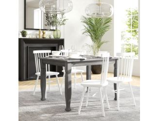 Solid Wood 47" Commercial Grade Dining Table with Turned Legs in Antique Gray