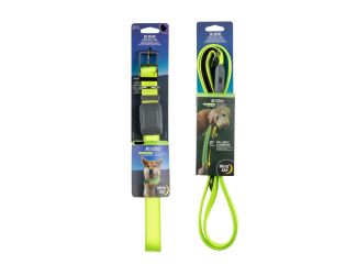 Nite Dog Rechargeable LED Collar plus Leash - M/Lime