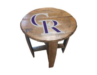 Colorado Rockies Oak Barrel Table