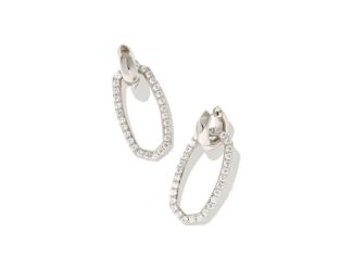 Danielle Silver Convertible Link Earrings in White Crystal