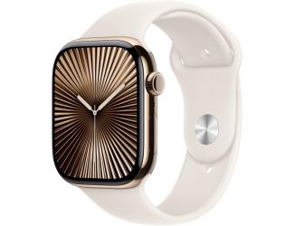 Apple Watch Series 10 GPS + Cellular 46mm Gold Titanium Case with Starlight Sport Band - M/L