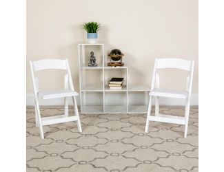 2 Pack White Wood Folding Chair with Detachable Vinyl Padded Seat