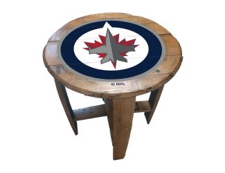 Winnipeg Jets Oak Barrel Table