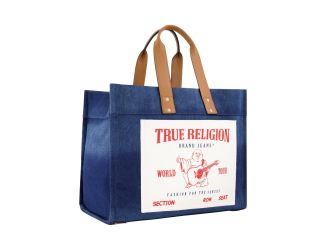 Washed Navy Denim Tote Size 13.5"x18"x
