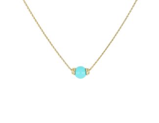 This necklace is dainty and elegant with a single turquoise pendant bead Gold. Chain 16"-18"