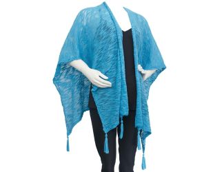 Knit Slub Ruana with Tassels