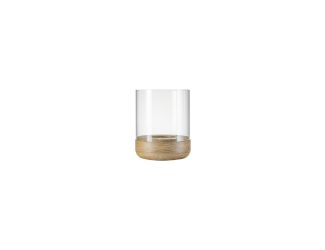 LANTO Hurricane Lamp With Wood Base - Small