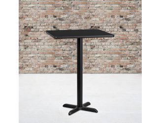 30" Square Black Laminate Table Top with 22" x 22" Bar Height Table Base