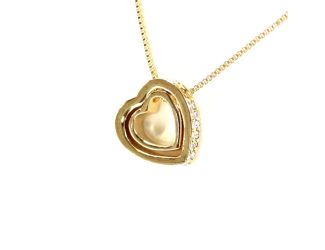Double Heart Crystal Necklace in Gold Tone