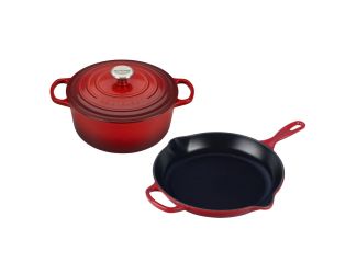 3pc Signature Cast Iron Cookware Set Cerise
