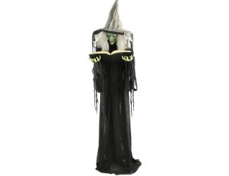 Life-Size Poseable Witch with Spell Book, Lights and Sound, Indoor/Covered Outdoor Halloween Decorat