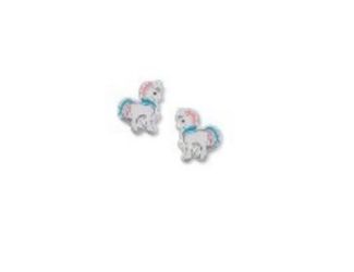 Sterling silver enamel unicorn stud earrings