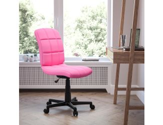 Mid-Back Pink Quilted Vinyl Swivel Task Office Chair - Home Office Chair
