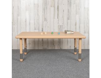 24"W x 48"L Natural Plastic Adjustable Activity Table - School Table for 6