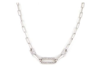 Diamante Three Link Pav Center Necklace Rhodium - 16"-18" adjustable. Top seller!