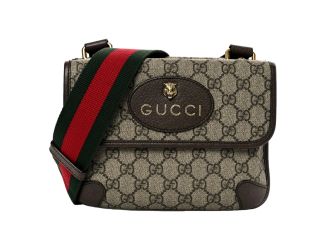 Gucci Neo Vintage GG Supreme Canvas Leather Double Flap Messenger Bag
