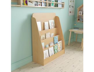 Commercial 4 Shelf Natural Birch and Poplar Plywood Book Display Stand for Kids