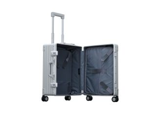 Aleon 21" Carry-On with Suiter Aluminum Hardside Luggage (Platinum) Silver