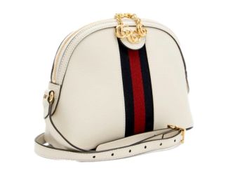 Gucci Ophidia Dome Sherry Leather Web Stripe Cream White Crossbody Handbag