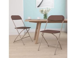 Folding Chair - Brown Plastic  2 Pack 650LB Weight Capacity - Event Chair