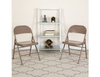 2 Pack Triple Braced & Double Hinged Red Metal Folding Chair