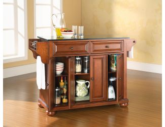 Alexandria Black Granite Top Kitchen Island (Cherry)