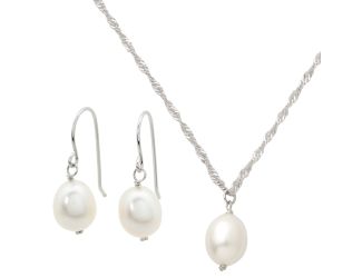 Pearl Earrings & Necklace Set
