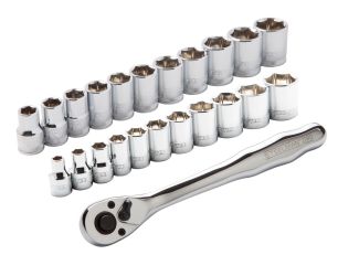 23pc 3/8-Inch Drive 6-Point Chrome Socket Set - SAE & Metric