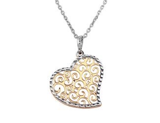 PARIKHS 2 Tone Rhodium and Rose Gold Plated Heart Necklace in 925 Sterling Silver