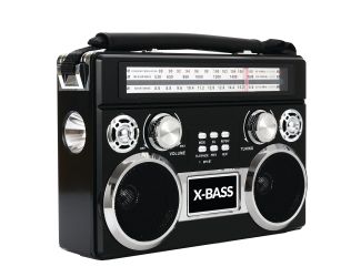 Portable 3 Band Radio w/ Bluetooth & Flashlight Black