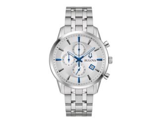 Men's Sutton Chronograph Silver-Tone Stainless Steel Watch Silver Dial