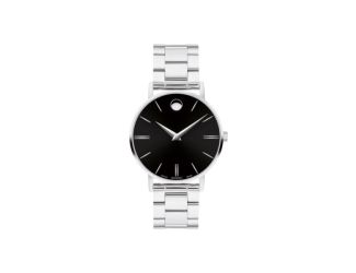 Ladies Corporate Exclusive Silver-Tone Stainless Steel Watch Black Dial