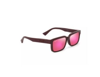 Hiapo Asian Fit Polarized Sunglasses Matte Burgundy Frame Maui Sunrise Lens