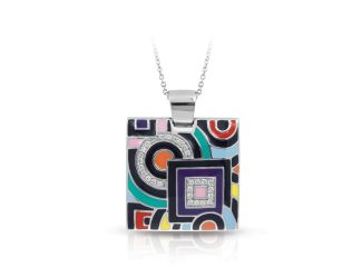 Belle Etoile Geometrica - Sterling Silver,Multicolor Enamel,White CZ Pendant with 18" SS Chain