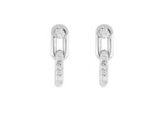 Diamante Small Two Link Pav with CZ. 1" Length. Made in America, Handcrafted in RI