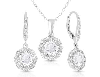 White Topaz Earrings & Necklace Set