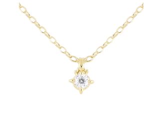 Diamante 3/4 Carat CZ 102 Facets Necklace - Gold.16"L. Lobster claw clasp closure.