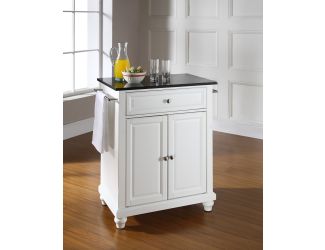 Cambridge Black Granite Top Kitchen Island White Finish