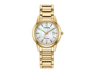 Ladies' Dress/Classic Gold-Tone Stainless Steel Watch White MOP Dial
